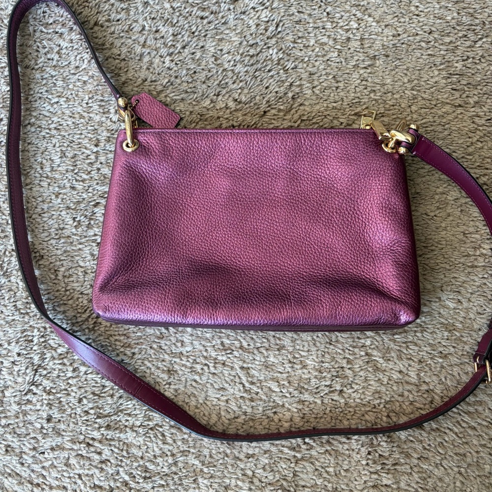 Coach Mia Crossbody Shoulder Bag In Leather Metallic Berry J1980-F80333 - Picture 8 of 11